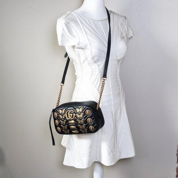 SOLD Gucci Camera Marmont Animal Stud Black Leather Cross Body Bag - Picture 6 of 6